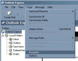 Outlook Express, Tools, Accounts