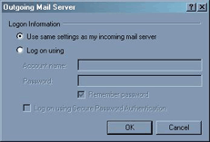 Outgoing Mail Server Logon Information