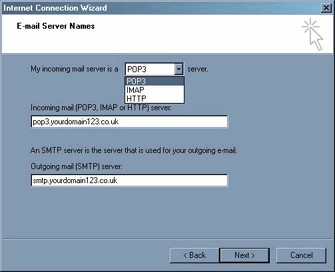 Internet Connection Wizard,  E-mail Server Names