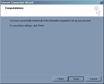 Internet Connection Wizard,  Finish