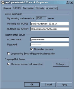 pop3, smtp, properties, servers